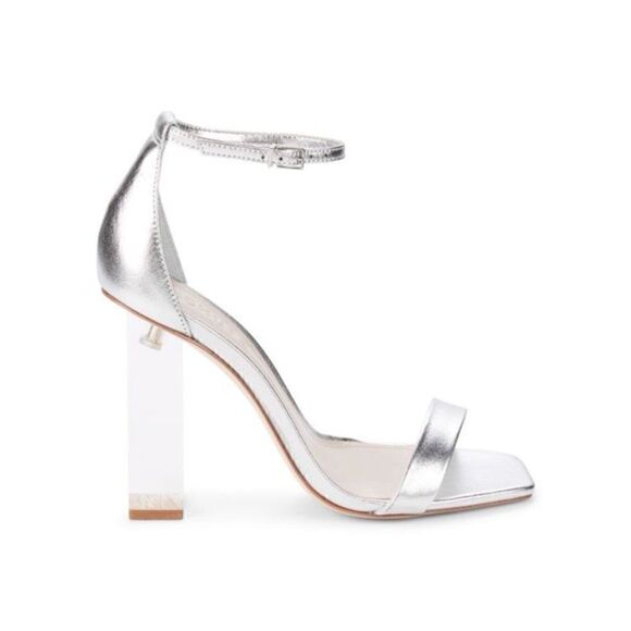 SCHUTZ Sanai Metallic Leather Heeled Sandals - Picture 2 of 9